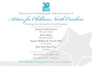 Please Join in Celebrating the 30th Anniversary of Action for Children North Carolina